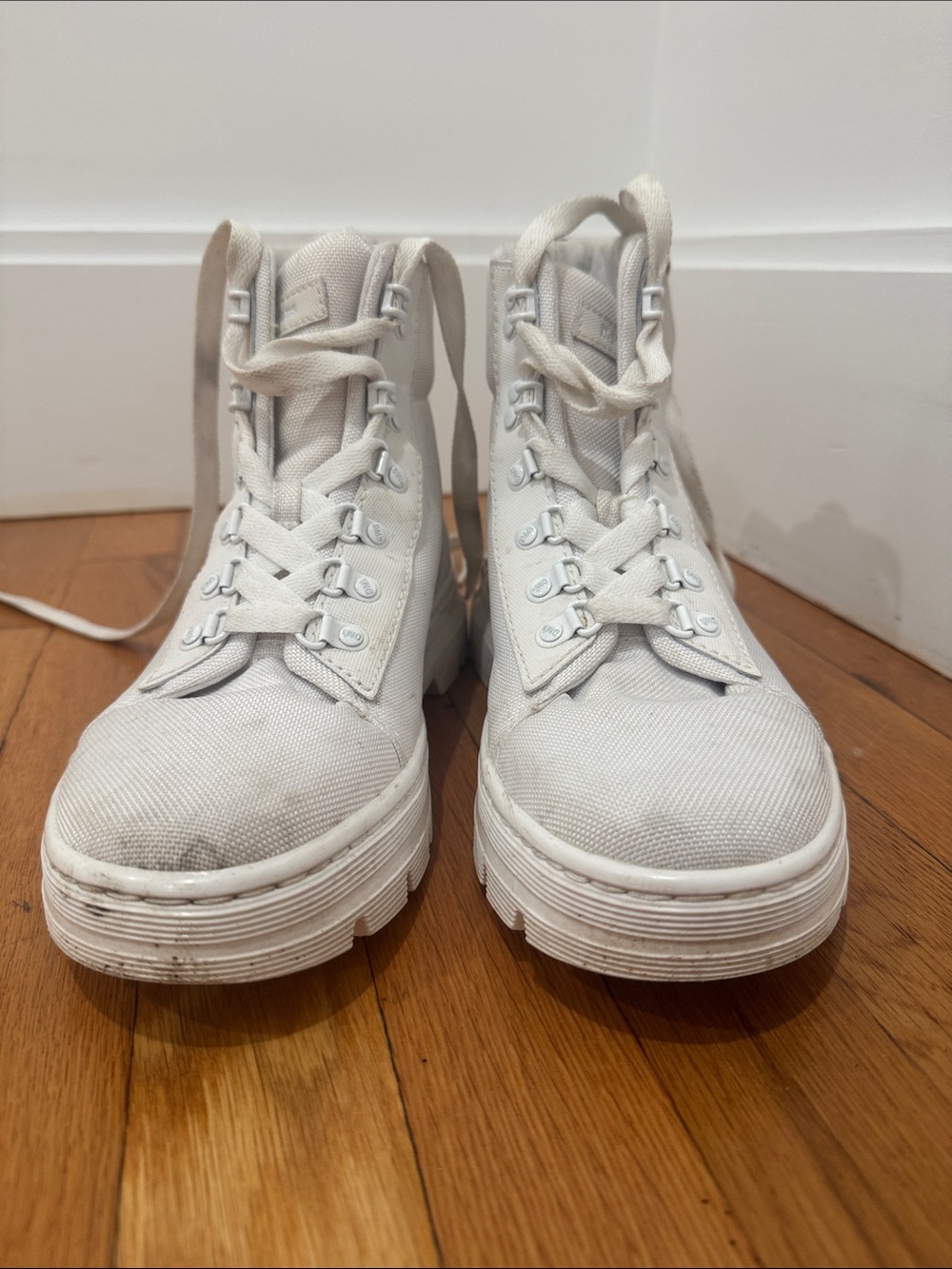Dr. Martens White Lace-Up Platform Boots
